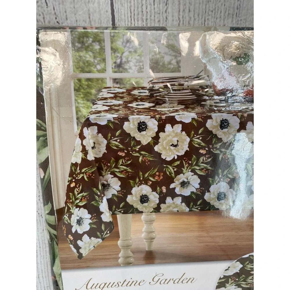 Colordrift Tablecloth Augustine Garden 60x104 Brown Floral Indoor Outdoor Oblong